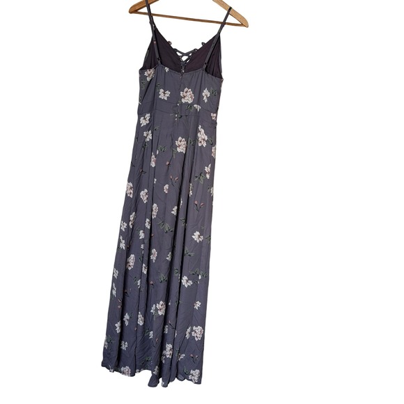 Romeo + Juliet Couture Floral Romper Dress Purple Grey Lace Up Neck Mens M - Picture 2 of 3